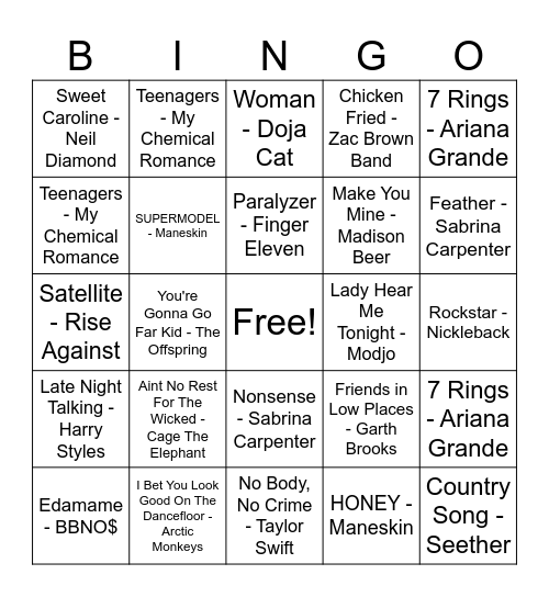 Josie's BDAY Bingo BABEY Bingo Card
