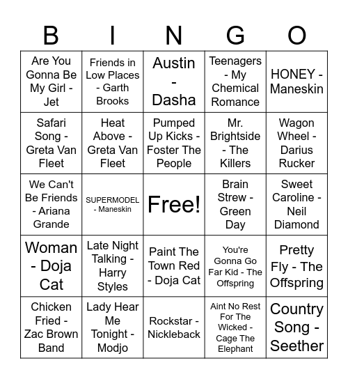 Josie's BDAY Bingo BABEY Bingo Card