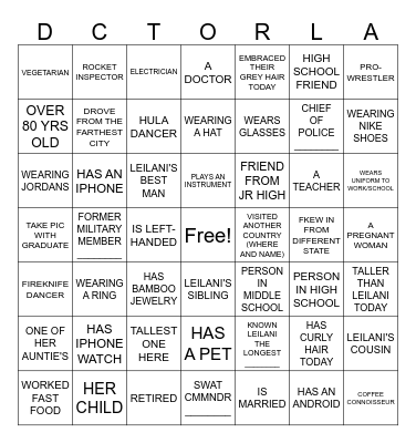 FIND THIS PERSON : Bingo Card