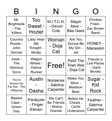 Josie's BDAY Bingo Card