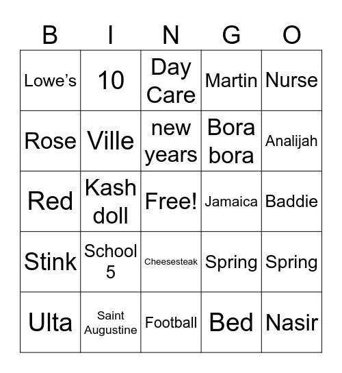 Imani's Birthday Bingo Card