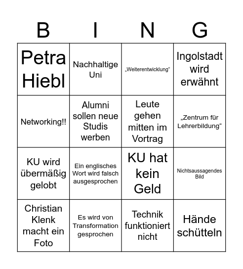 Alumnitag-Bingo Card