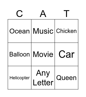 Infinite Cat Bingo Card