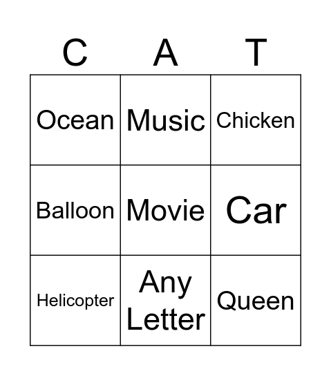 Infinite Cat Bingo Card