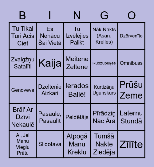 Danča Balles Bingo Card