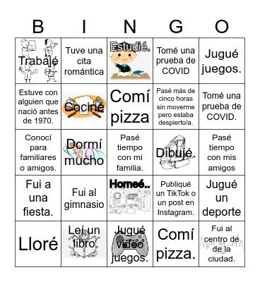 ¿Qué hiciste durante tus vacaciones? Bingo Card