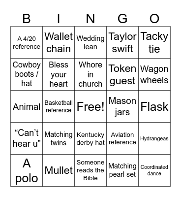 Wedding Bingo Card