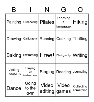 Passion Pursuit Bingo Card