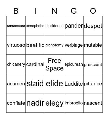 Bingo Card