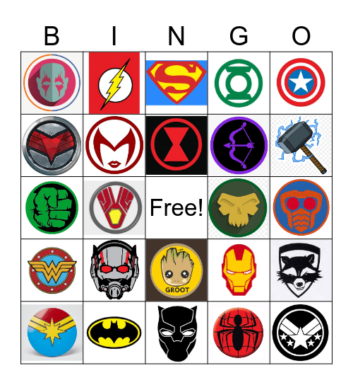 Super Hero Bingo Card