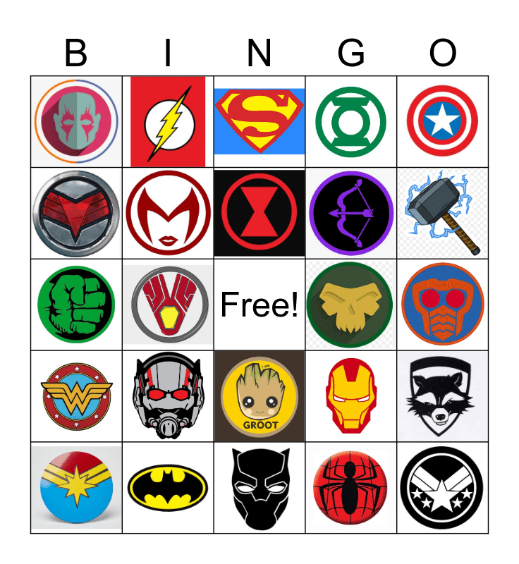 Super Hero Bingo Card Super Hero Bingo Card