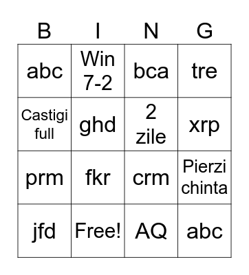 BINGO POKER Bingo Card