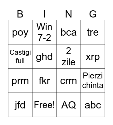 BINGO POKER Bingo Card