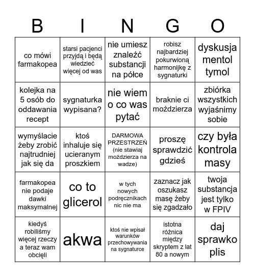 teplowe bingo Card