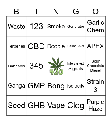 420 BINGO Card