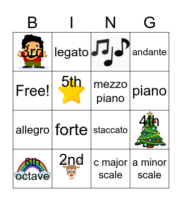 Music Intervals Bingo Card