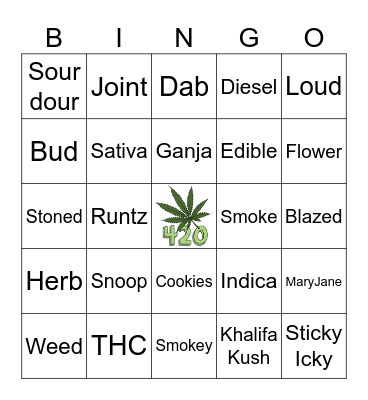 420 BINGO Card