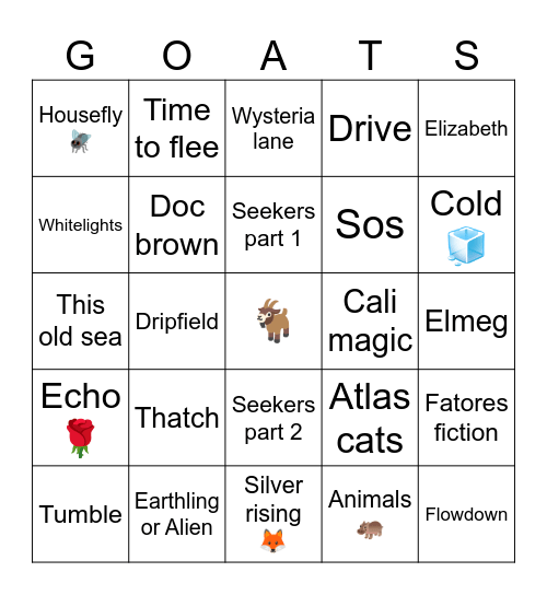 Goats Bingo Card