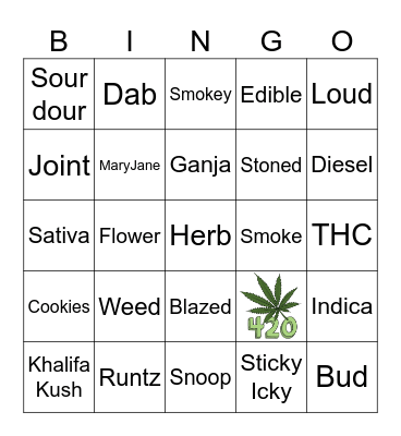 420 BINGO Card