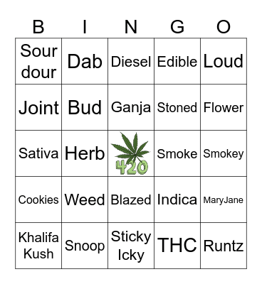 420 BINGO Card