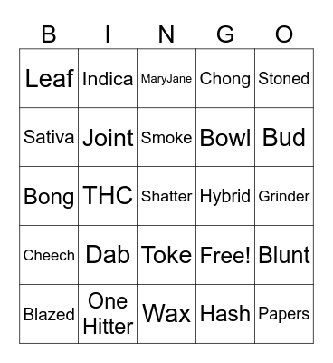 420 Bingo Card