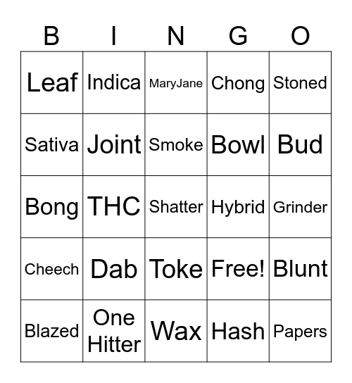 420 Bingo Card