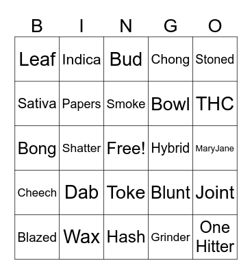 420 Bingo Card