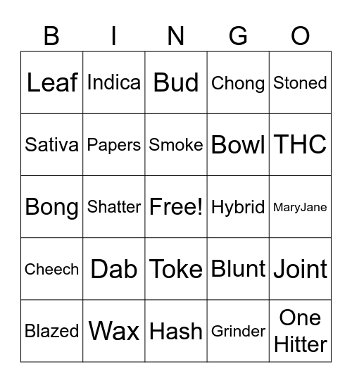 420 Bingo Card