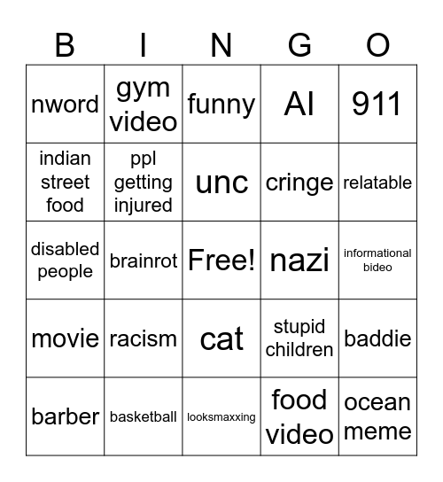 IG REELS Bingo Card