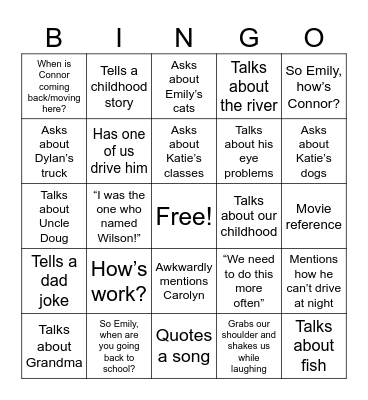 Dad Bingo Card