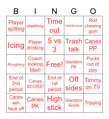 Playoffs 2024 -- Lets GO CANES Bingo Card