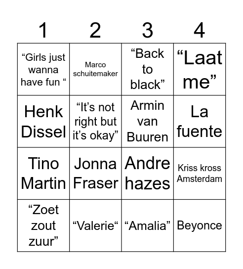 Ladies Night Quick Boys Bingo Card
