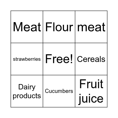 All about food Bingo Card