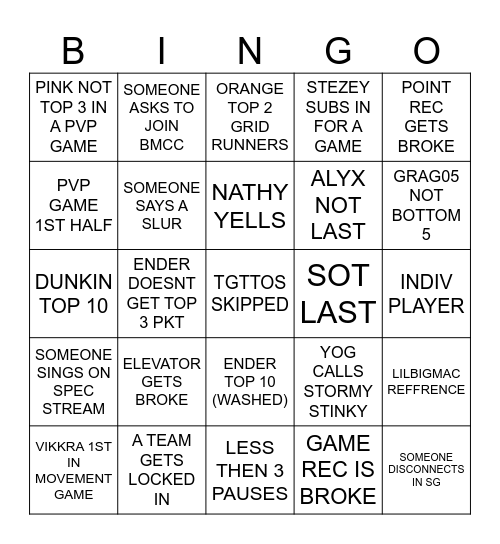 Untitled Bingo Card