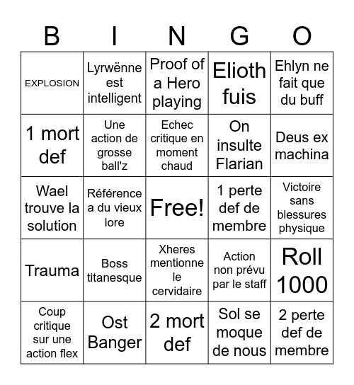 Prouver sa Valeur Bingo Card