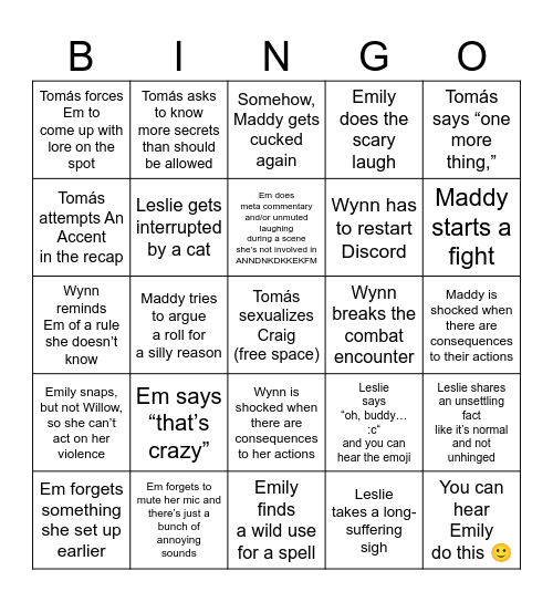 Meta bingo (Larks 56) Bingo Card