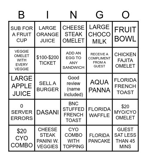 KEKE'S BINGO! Bingo Card