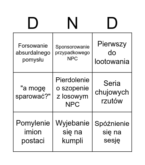 Krzychu DND Bingo Card