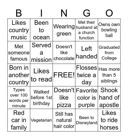 SERVICE, TRUST & A LITTLE BIT OF PIXIE DUST Bingo Card