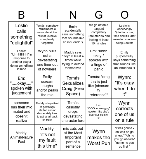 Larks Meta Bingo Card