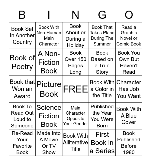 Beebe Book Bingo Card