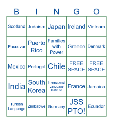 Around the World at JSS! Bingo Card