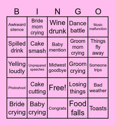 Stocking Wedding Bingo Card