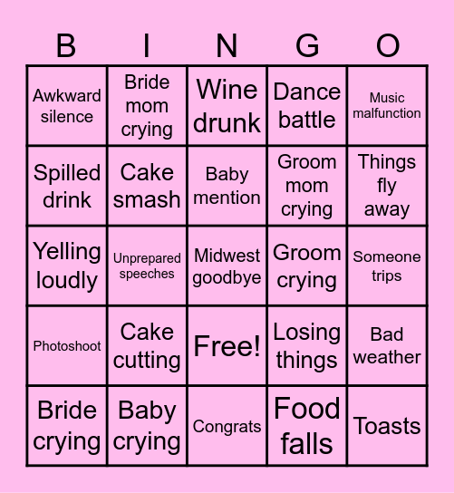 Stocking Wedding Bingo Card