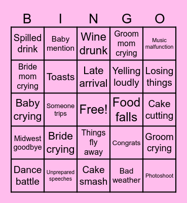 Stocking Wedding Bingo Card