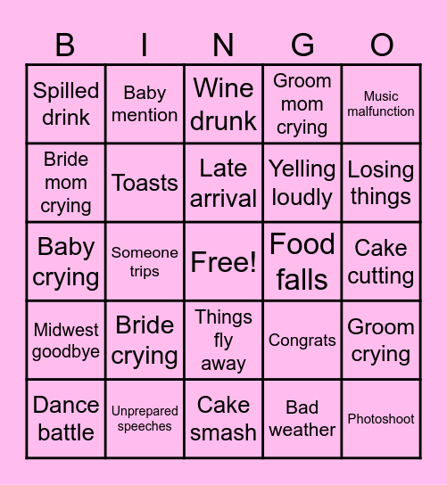 Stocking Wedding Bingo Card