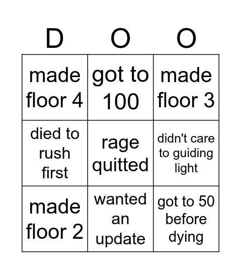 DOORS Bingo Card