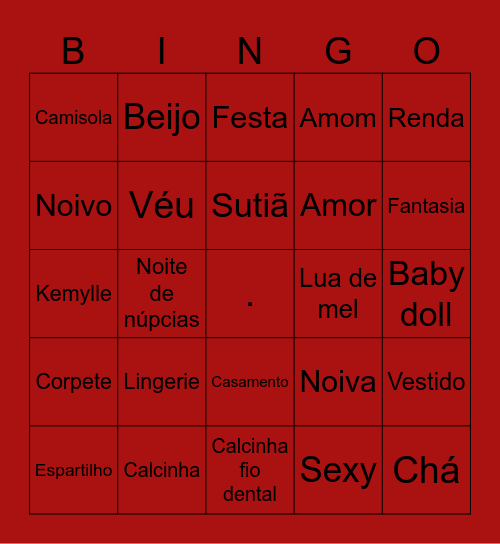 Chá de Lingerie da Kemylle Bingo Card