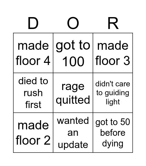 DOORS Bingo Card