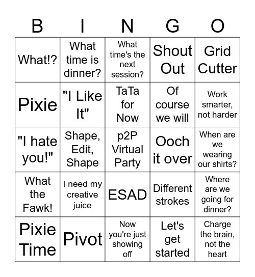 p2P Virtual Party Bingo Card